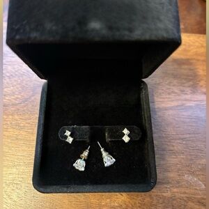 Earring Stack -Sparkling CZ Stud Silver Earrings Set